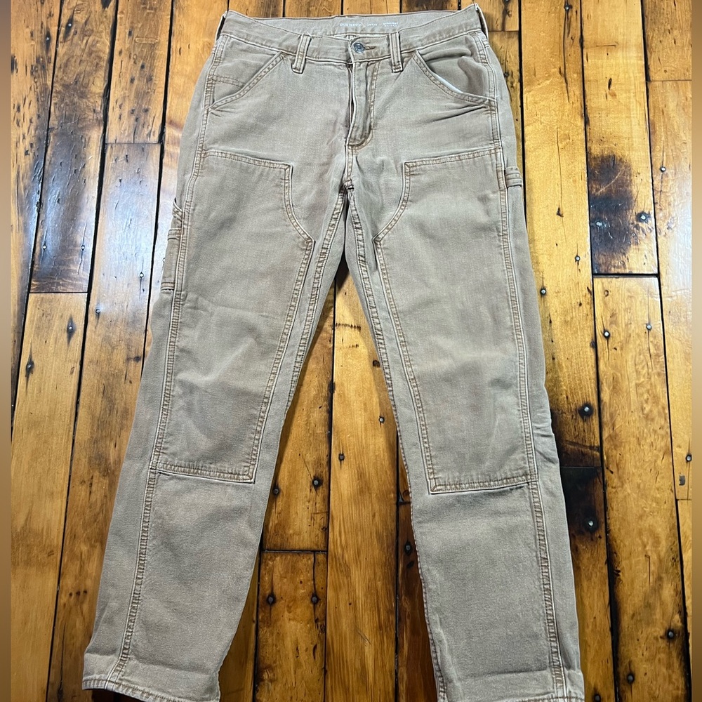 Old Navy Men’s 30x30 Double Knee Carpenter Pants Beige Faded Grunge Y2K Work